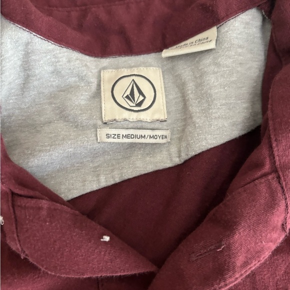 Men’s Maroon Volcom Medium Collared Casual Button Up Shirt - Picture 3 of 9